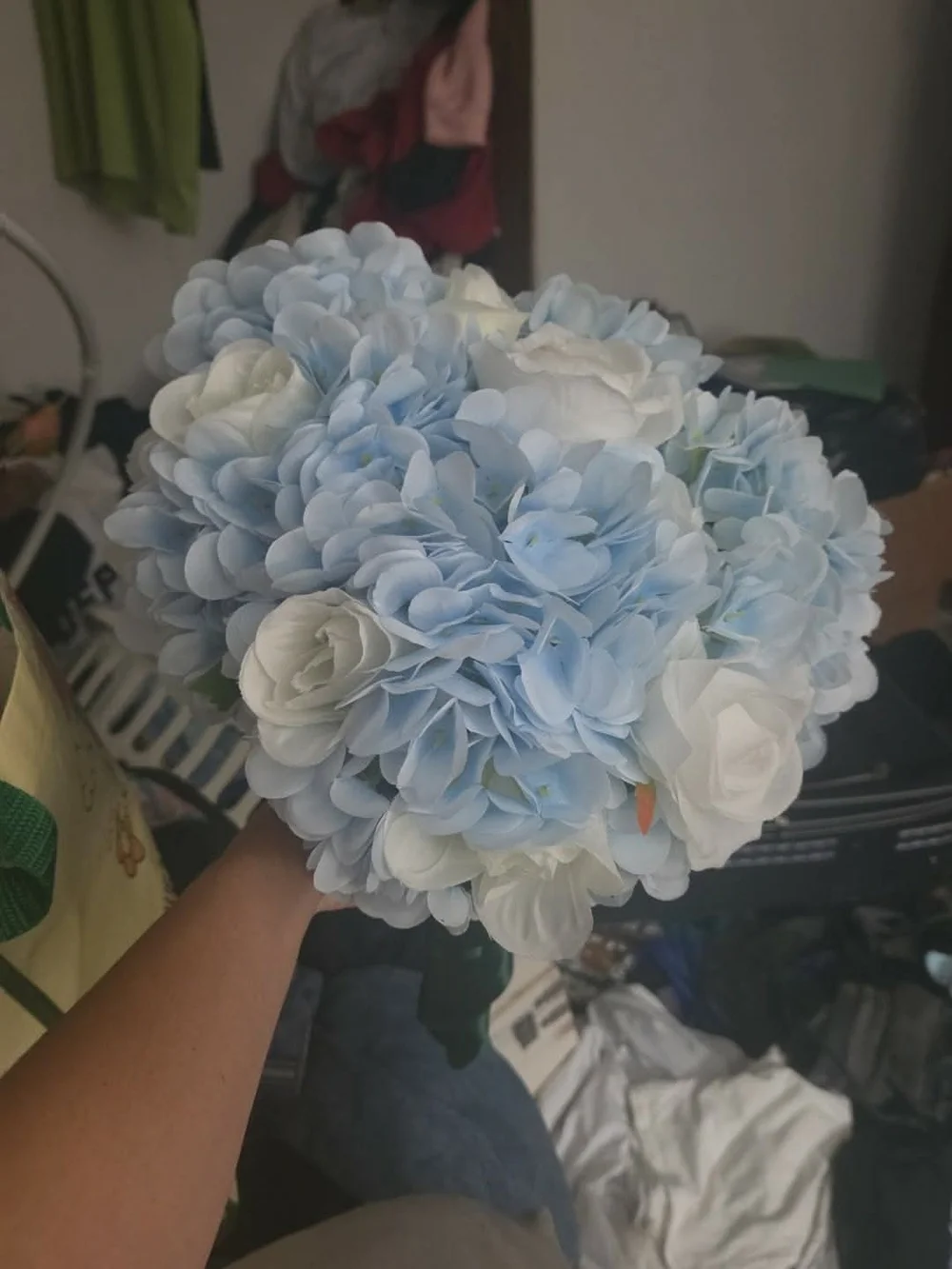 Light Blue & White Faux Hydrangea and Rose Bouquet - Home Accents